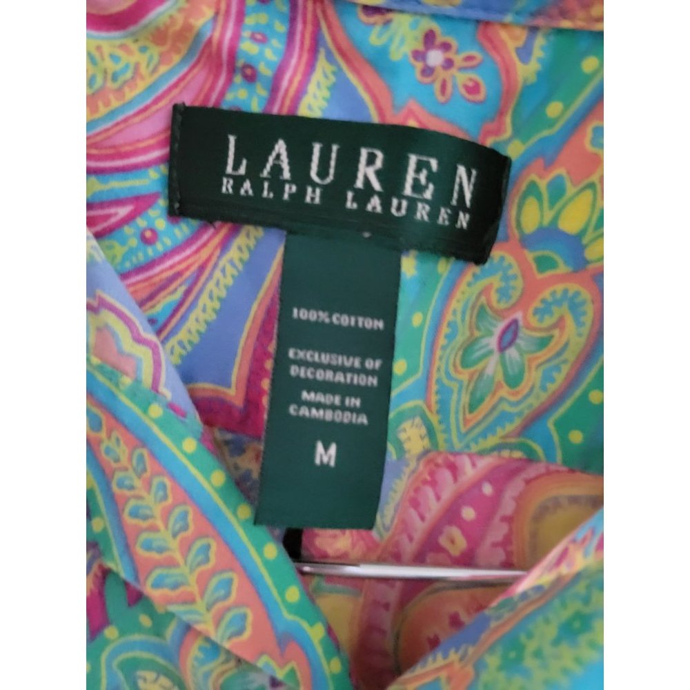 Lauren Ralph Lauren LRL Womens Paisley green blue Sleep Nightshirt size Medium - Picture 3 of 6